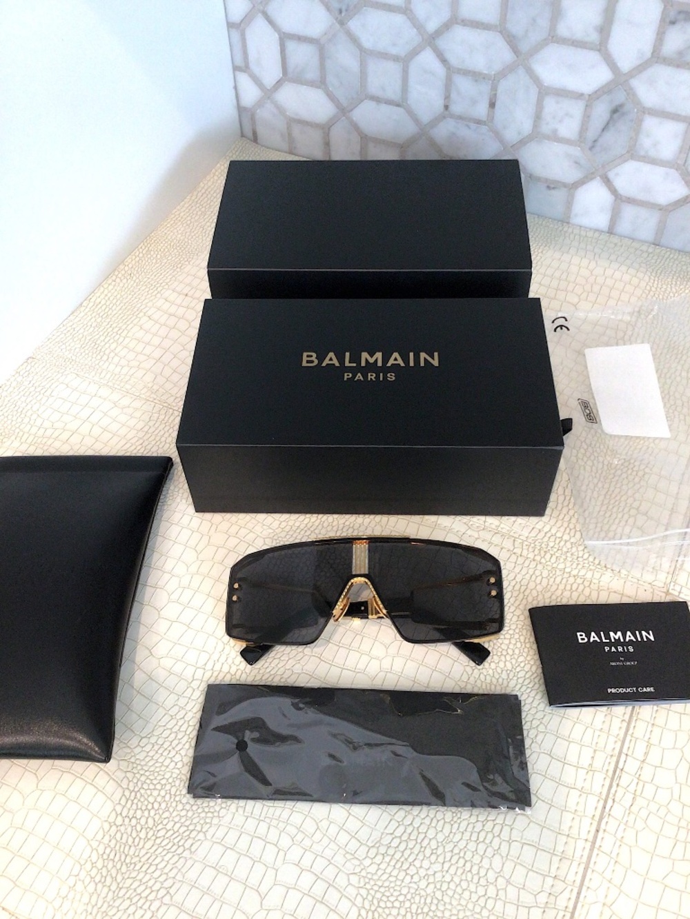 Balmain Le Masque Titanium Gold Black BPS-146C-147 Unisex Sunglasses by Akoni